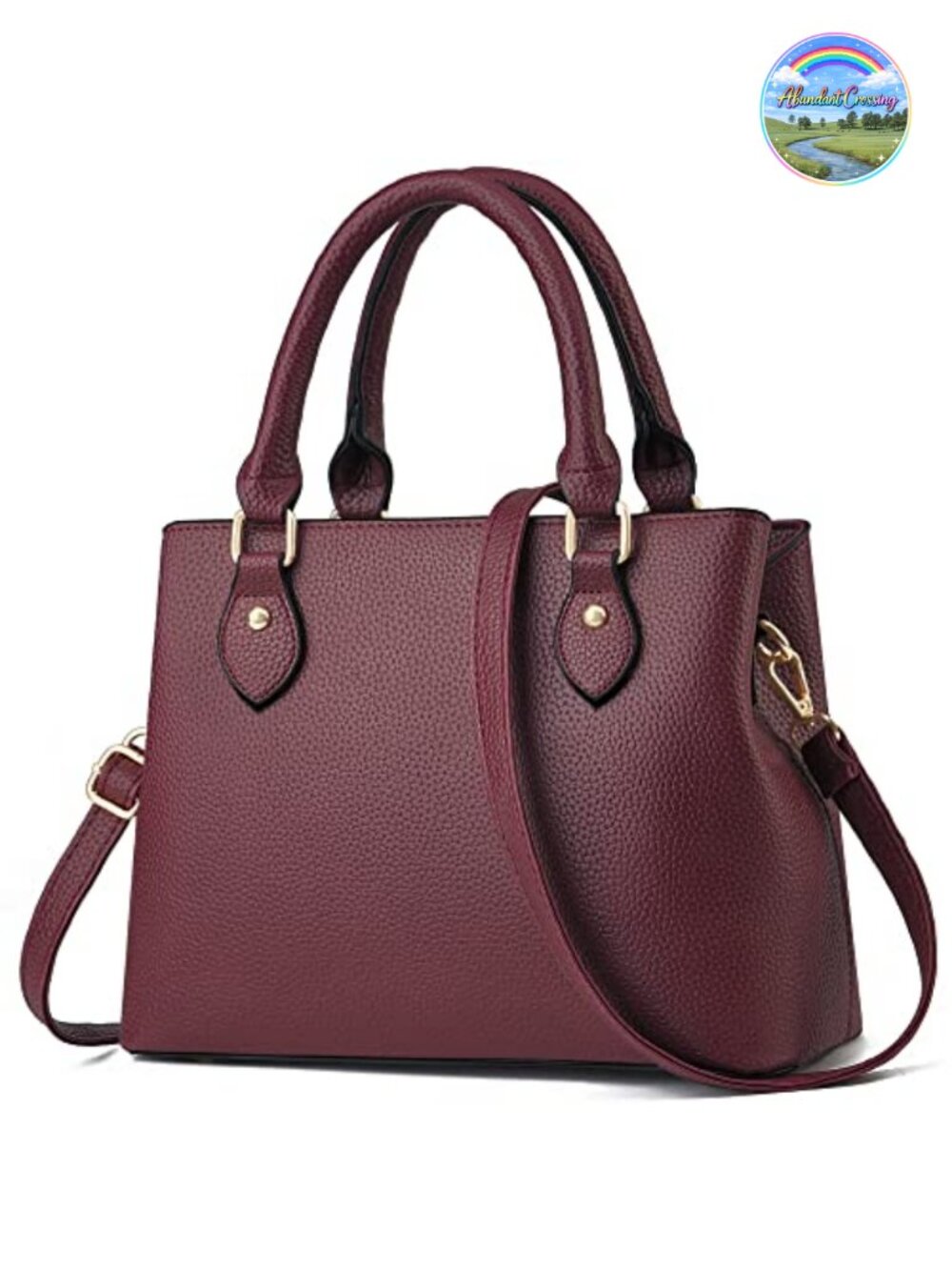 Synthetic Leather Satchel Crossbody Handbag Tote Purse with Shoulder Strap